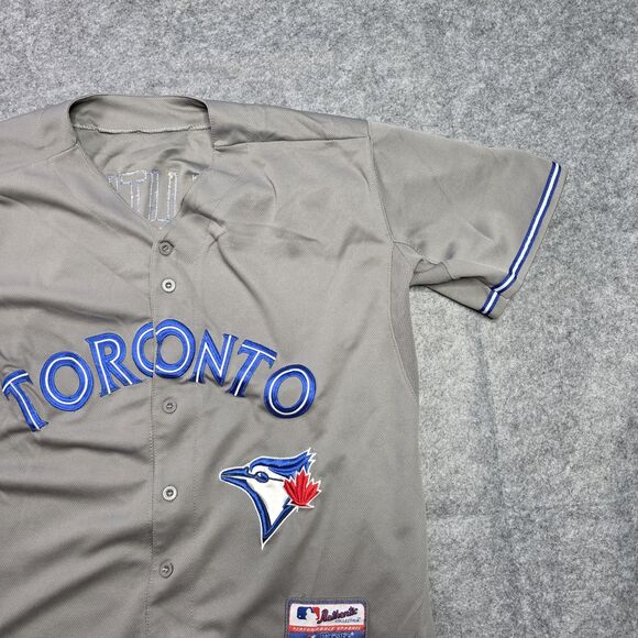 Toronto Blue Jays Jersey Mens 48 Gray MLB Baseball Jose Bautista 19 Button Road - Picture 6 of 10